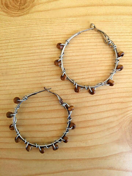 Beaded hoop earrings/boho hoops/ stainless hoop earrings/beaded earrings/ hoop earrings/boho hoop earrings /bohemian earrings/ hippie hoops