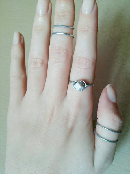 Stacking white howlite stone ring set/ring set/birthday gift boho ring set/silver/stackable ring set/midi rings/midi ring set