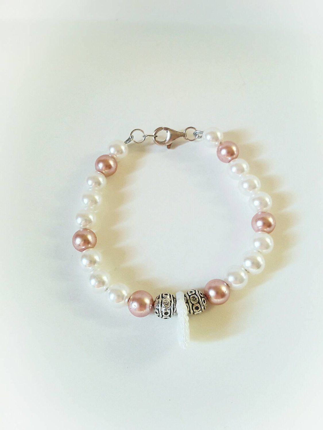 Boho white and pink pearl  bracelet, boho white pearl bracelet, hippie pearl bracelet, boho pink pearl beaded bracelet