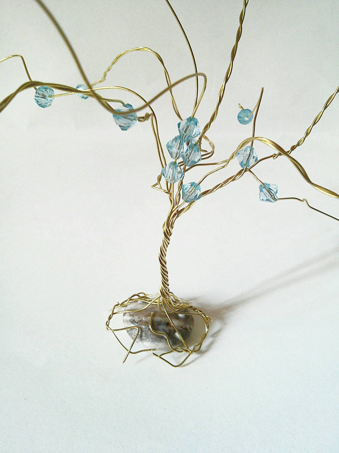 Gold wire decor tree of life with beads, wire decor tree, boho wire tree, home decor wire tree, gold wire sculpture tree, gold tree of life