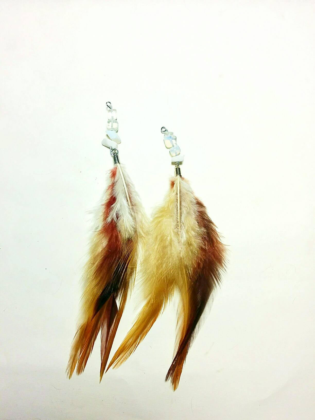 Bohemian feather long earrings,crystal feather earrings,boho feather earrings,gift for her, witchy crystals, long feather earrings, wicca
