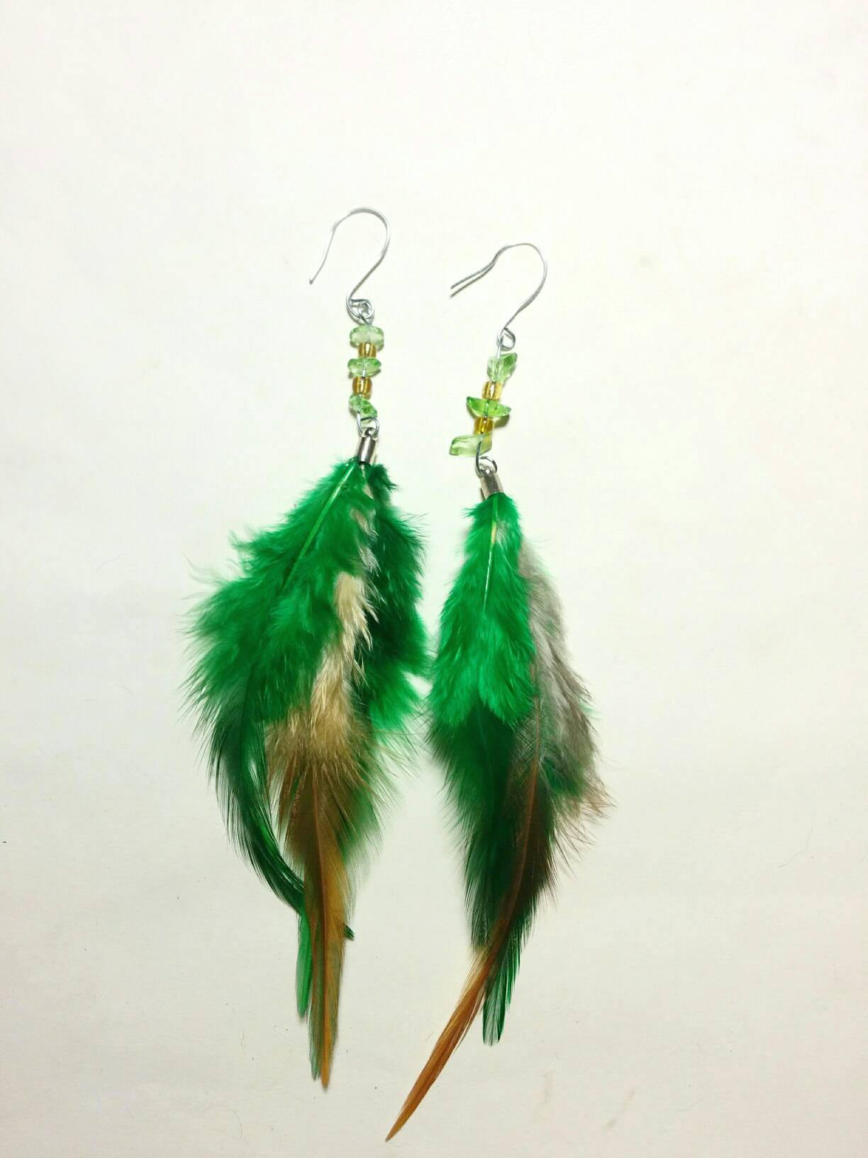 Bohemian feather long earrings,crystal feather earrings,boho feather earrings,gift for her, witchy crystals, long feather earrings, wicca