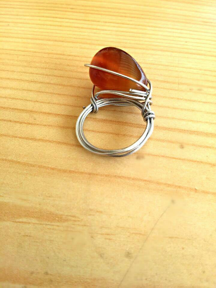 Fire agate stone ring/hippie ring/bohemian ring/boho ring/boho agate ring/hippie style ring/bohemian jewelry/agate ring/ boho girl gift