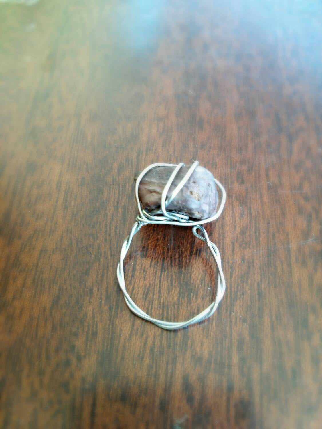 Grey Stone boho  ring/ stackable ring/ boho stone ring/ boho wire wrapped ring/ wire wrapped ring/silver ring/hippie ring/hippie silver ring