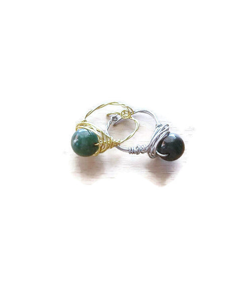 Boho Green stone ring set 2/green stone ring/boho ring set/green ring/Christmas boho ring/boho ring/stackable ring/stackable