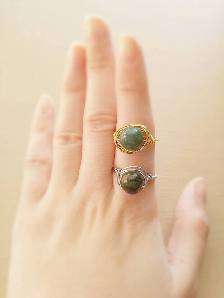 Boho Green stone ring set 2/green stone ring/boho ring set/green ring/Christmas boho ring/boho ring/stackable ring/stackable